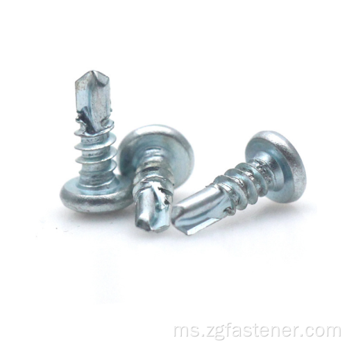 DIN7504N BLUE WHITE ZINC CROSSED PAN HEAD HEAD SCREW GRILLING